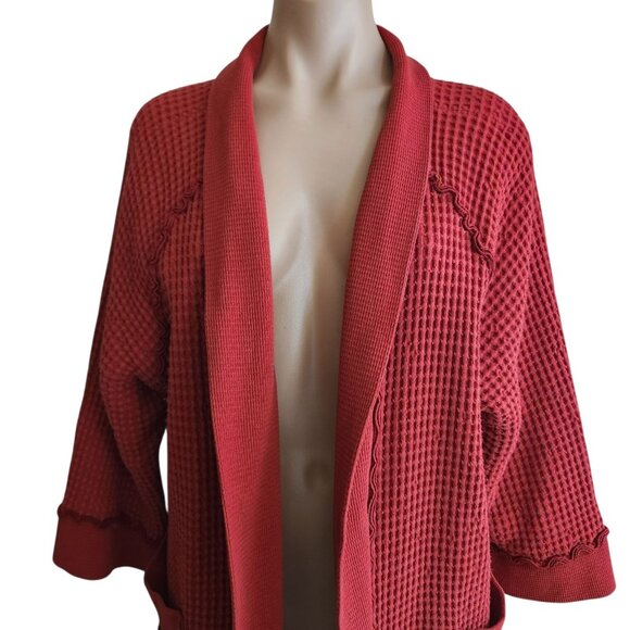 Focus Casual Life Waffle Cardigan Jacket Size Large Lagenlook Burnt Orange - Picture 4 of 9